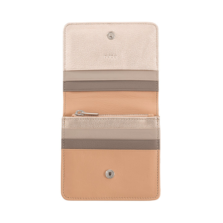 DUDU Kleine, ultrakompakte, farbenfrohe Damenbrieftasche aus Leder mit RFID-Schutz, Innenreißverschluss und 8 Kartenfächern