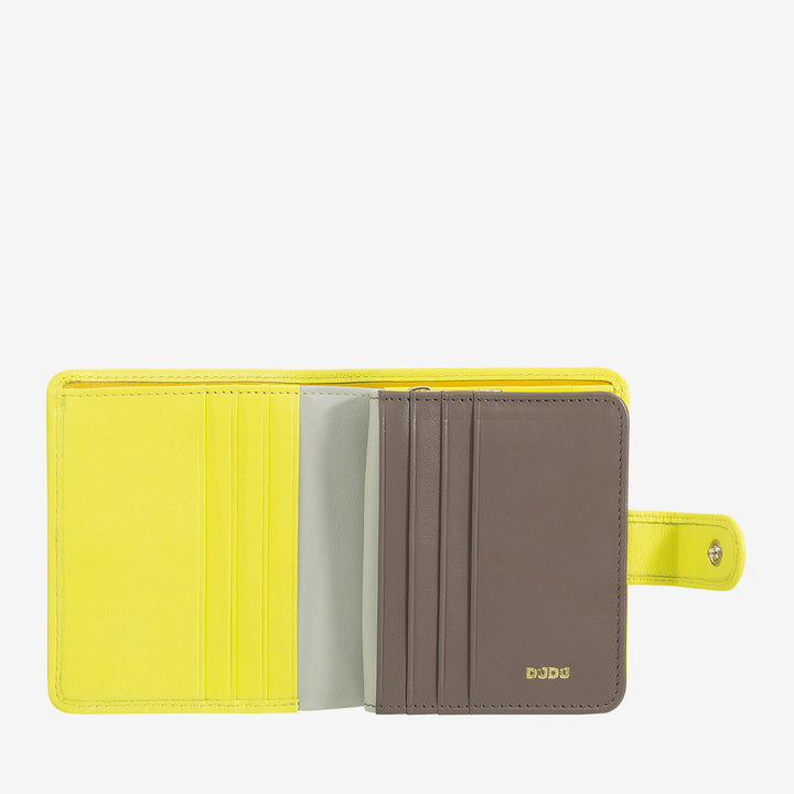 DUDU lille læderpung til kvinder med møntpung med lynlås, kompakt pung pung med knaplukning, seddelholder, kortholder og RFID-beskyttelse