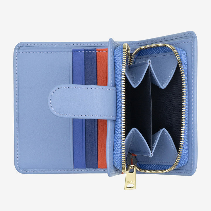 DUDU lille læderpung til kvinder med møntpung med lynlås, kompakt pung pung med knaplukning, seddelholder, kortholder og RFID-beskyttelse