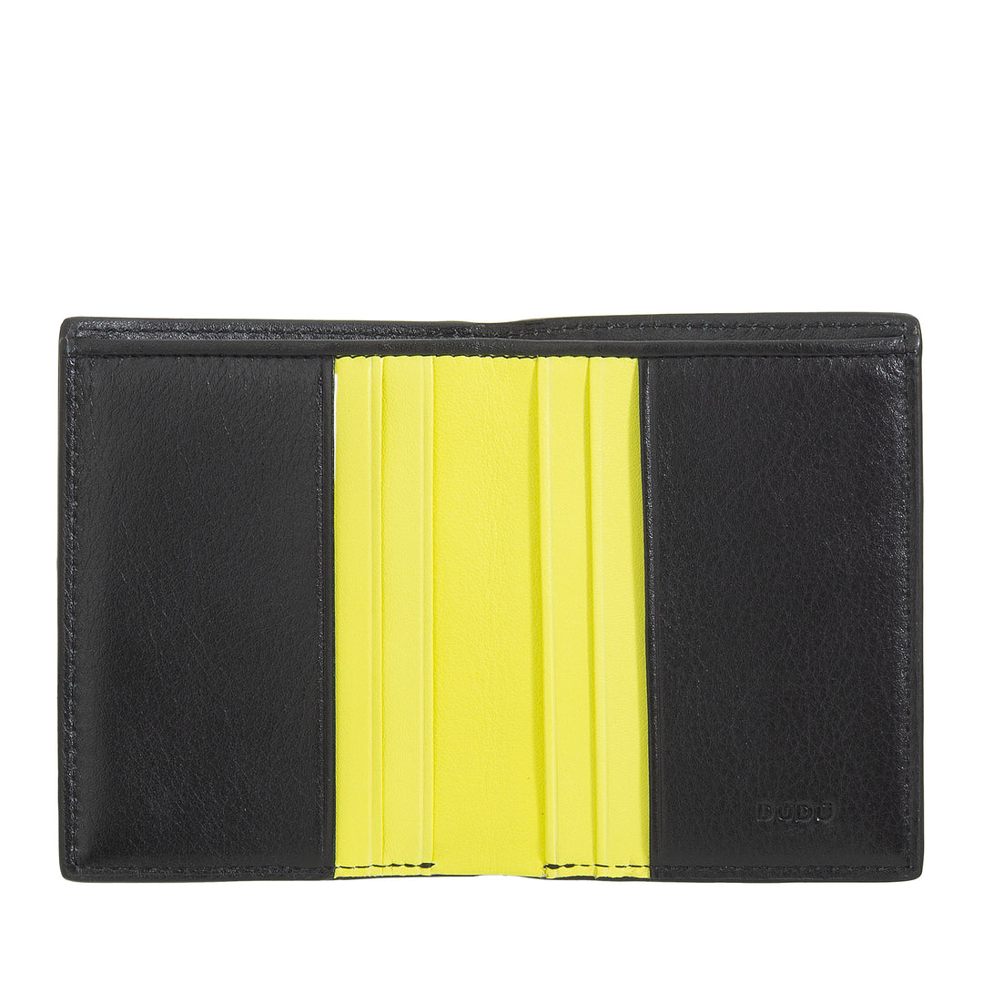 Dudu Wall kleine Mann Frau in Leder - kompakte Tasche und minimale Taschenbrieftasche, elegant mit Fächern für Karten und Banknoten
