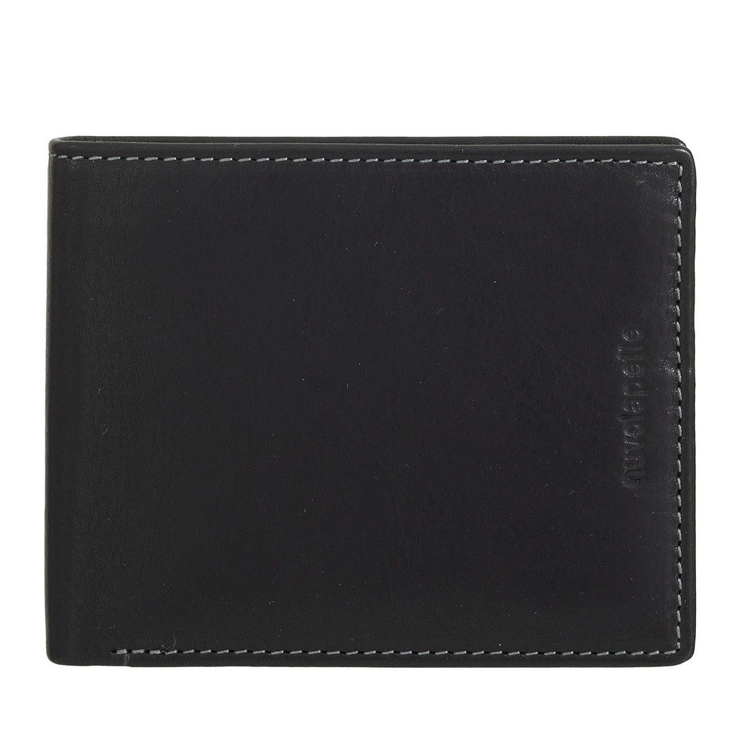 Nuvola leather small leather wallet with leather with door carriers - compact and elegant with cards compartments, cards and banknotes, slim design