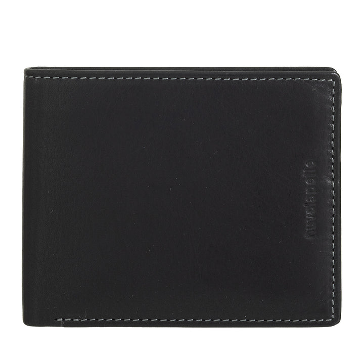 Nuvola leather small leather wallet with leather with door carriers - compact and elegant with cards compartments, cards and banknotes, slim design