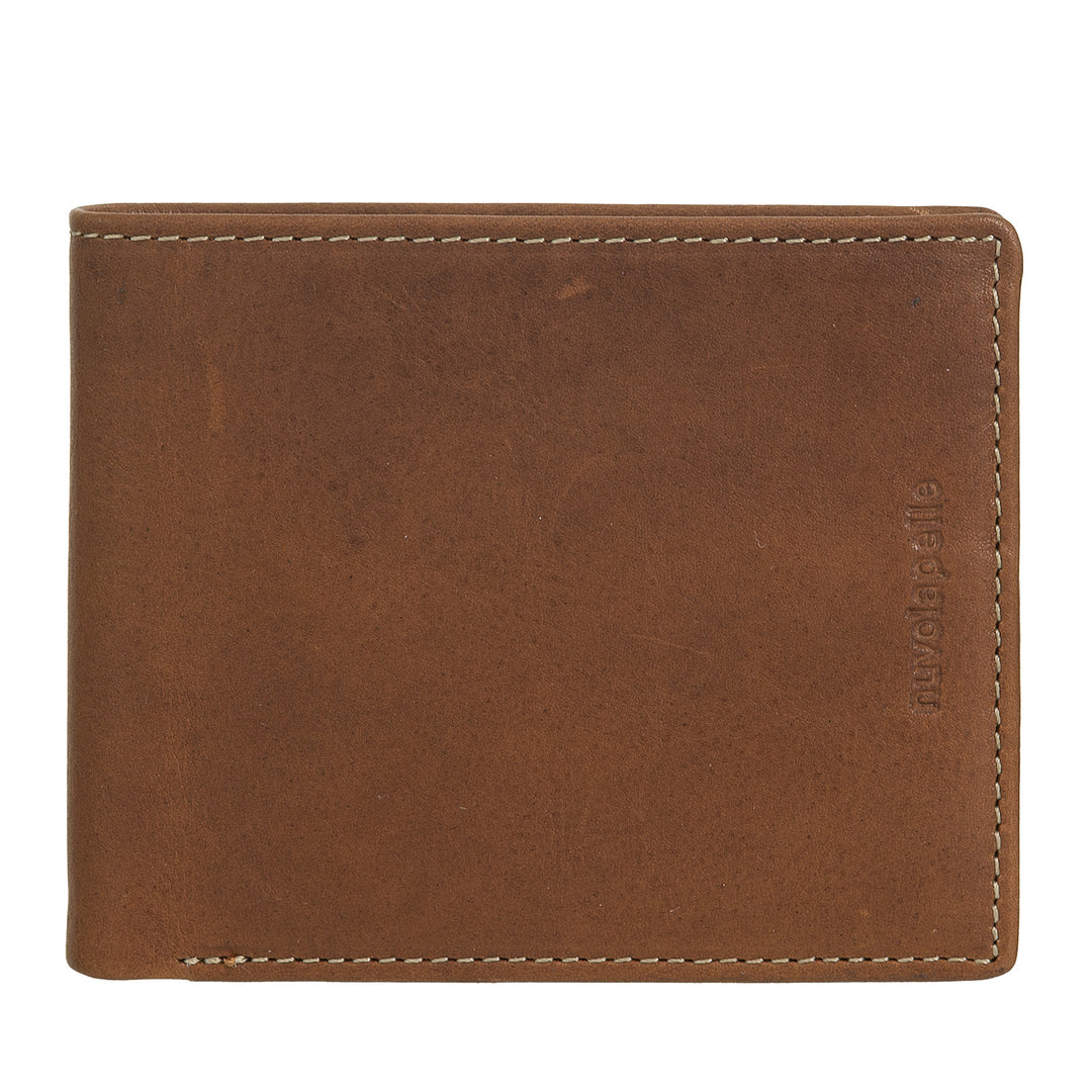 Nuvola leather small leather wallet with leather with door carriers - compact and elegant with cards compartments, cards and banknotes, slim design