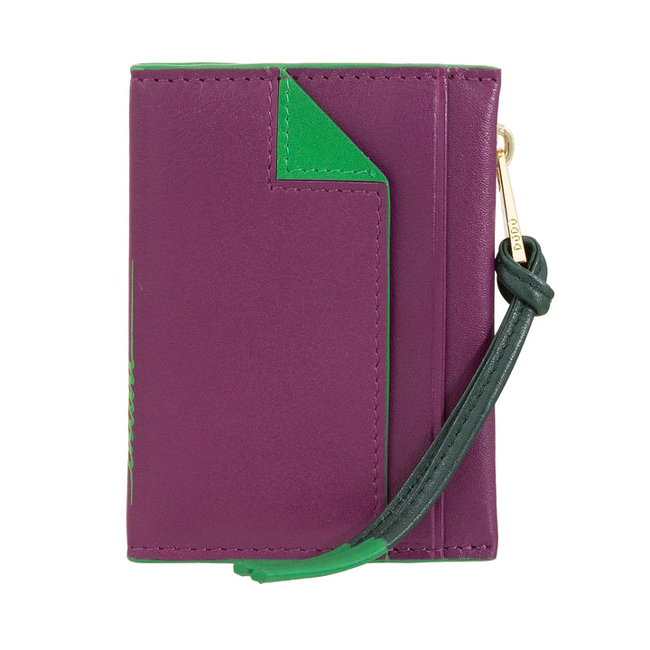 Γυναικείο πορτοφόλι DUDU Small Leather Card Holder - Slim Compact Card Holder with Zip for Coins, Compartments for Card, Documents, Suitable for Small Bag