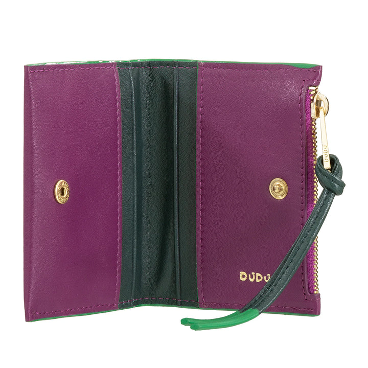 Γυναικείο πορτοφόλι DUDU Small Leather Card Holder - Slim Compact Card Holder with Zip for Coins, Compartments for Card, Documents, Suitable for Small Bag