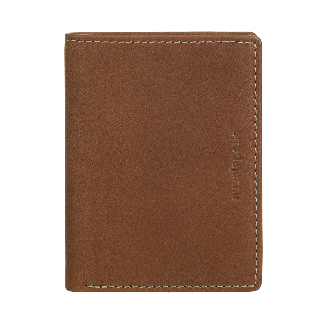 Small men's leather wallet cloud in leather - compact and elegant holder, pockets for documents and banknotes, pocket slim design