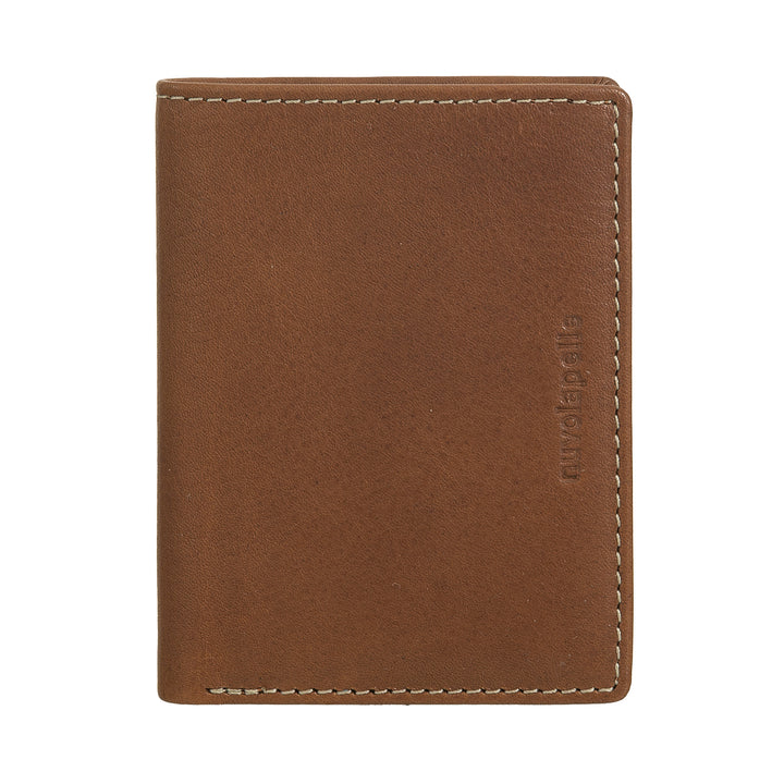 Small men's leather wallet cloud in leather - compact and elegant holder, pockets for documents and banknotes, pocket slim design