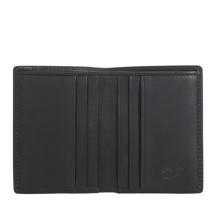Small men's leather wallet cloud in leather - compact and elegant holder, pockets for documents and banknotes, pocket slim design