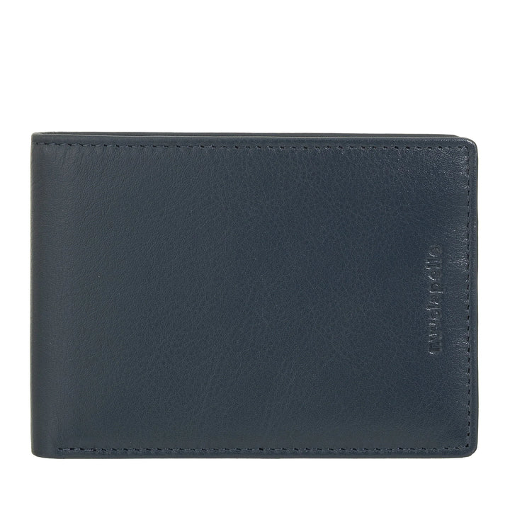 Nuvola Pelle Compact Slim herre lommebok i ekte skinn - Seddelholder og 6 sporlommer for kort og dokumenter