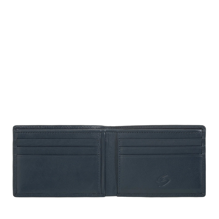 Nuvola Pelle Compact Slim herre lommebok i ekte skinn - Seddelholder og 6 sporlommer for kort og dokumenter