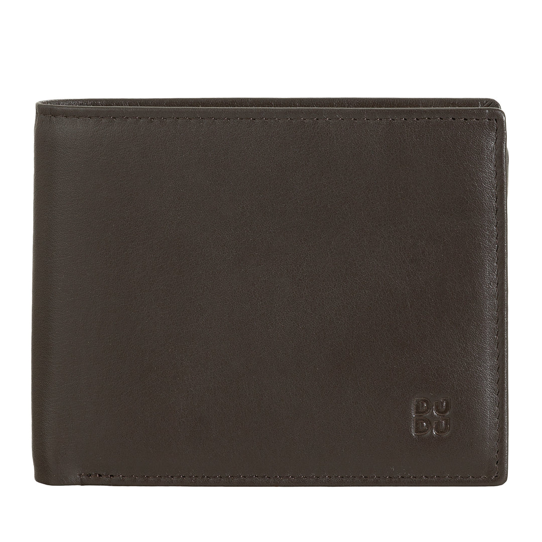 Carteira masculina de couro multicolorida DUDU Classic RFID assinada