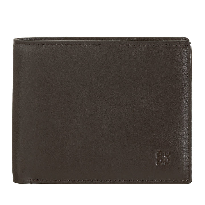 Carteira masculina de couro multicolorida DUDU Classic RFID assinada