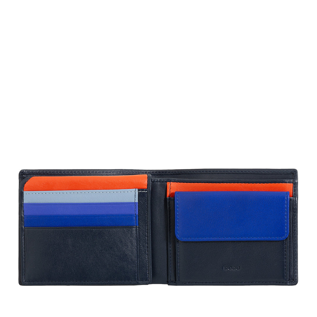 Dudu mångfärgad läder flerfärgad plånbok undertecknad RFID -man
