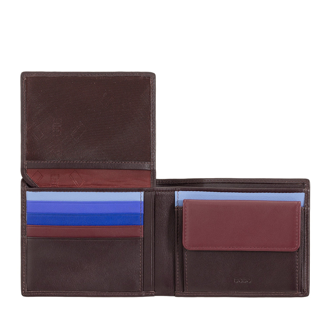 Cartera de hombre DUDU Classic RFID de piel multicolor firmada