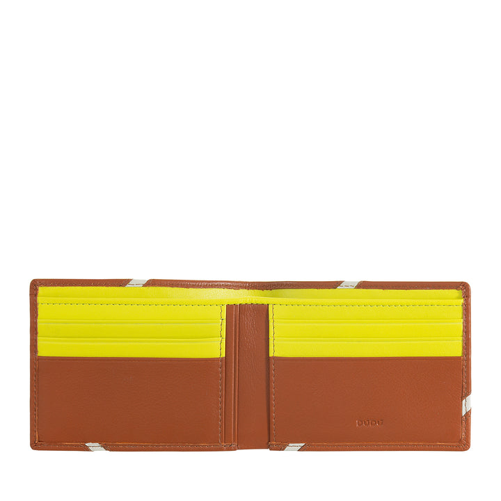 Dudu Small Men's Portefeuille en cuir réel - Design compact inspiré par le tennis - 2 poches pour les billets et les détenteurs de cartes - style minimal et sportif