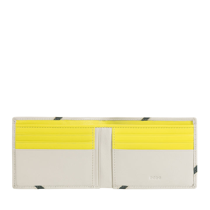 Dudu Small Men's Portefeuille en cuir réel - Design compact inspiré par le tennis - 2 poches pour les billets et les détenteurs de cartes - style minimal et sportif