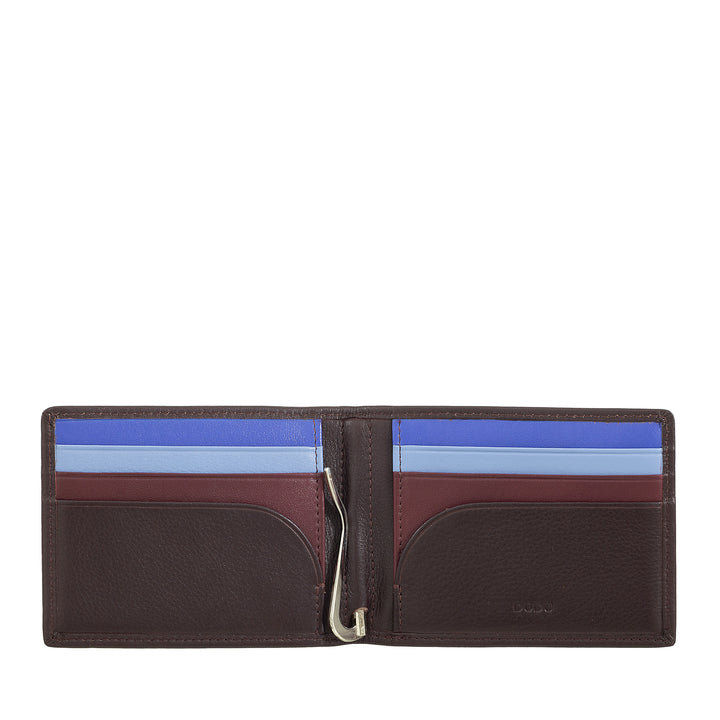 DUDU men's wallet with clip stopsoldi, small compact thin portfolio with rfid protection, credit card holder and rear zip