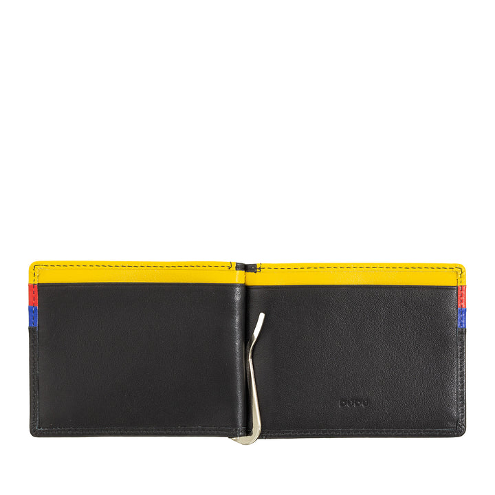 DUDU men's wallet with leather clothes in leather holder credit cards clip thin banknotes tile holder