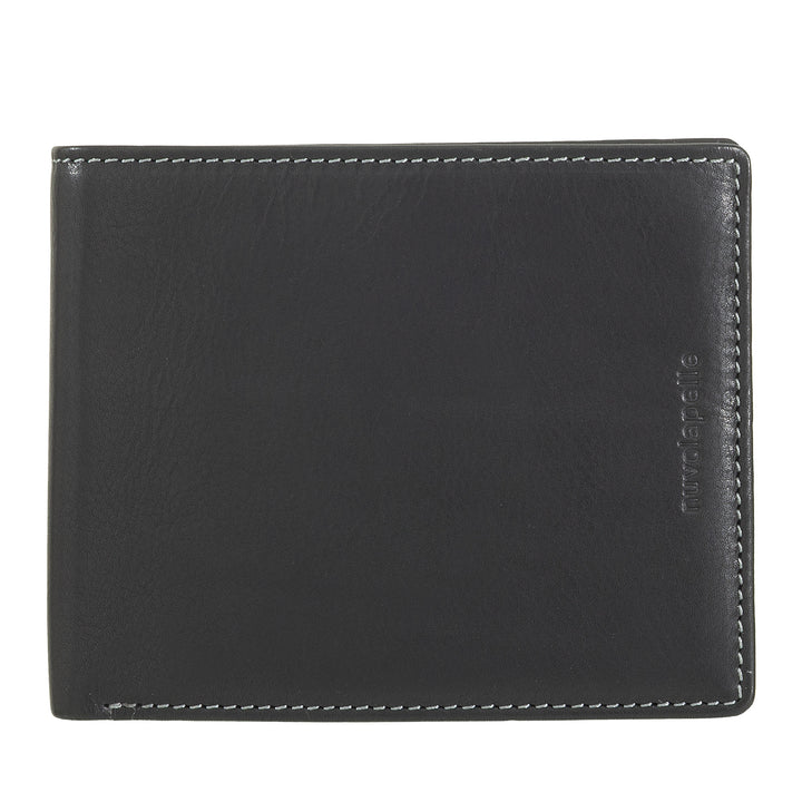 Nuvola leather wallet in leather in leather with holder - elegant classic portfolios with cards disappears, retina pocket and double compartment banknotes
