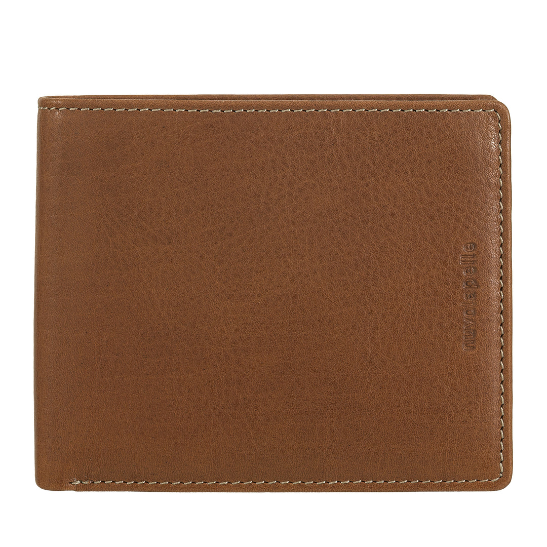 Nuvola leather wallet in leather in leather with holder - elegant classic portfolios with cards disappears, retina pocket and double compartment banknotes