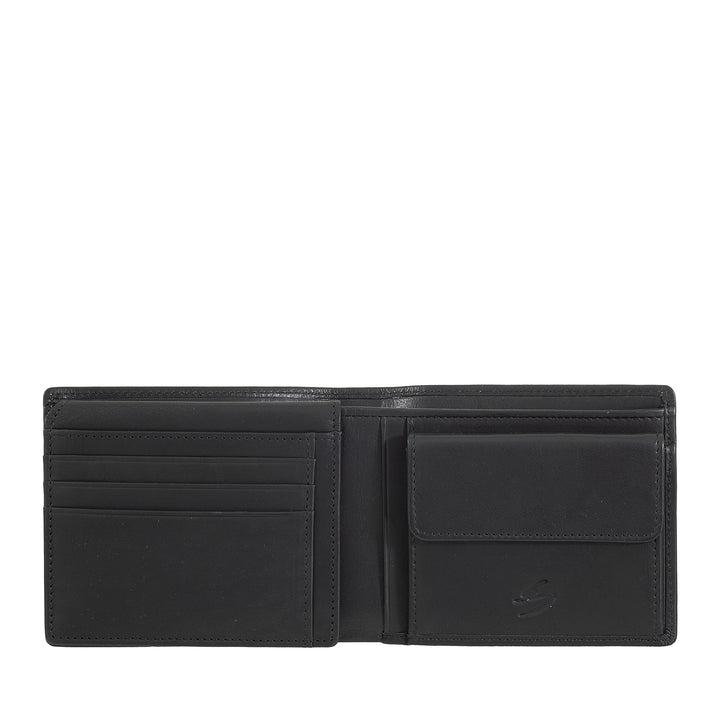 Nuvola leather wallet in leather in leather with holder - elegant classic portfolios with cards disappears, retina pocket and double compartment banknotes