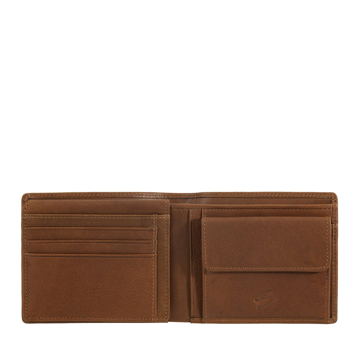 Nuvola leather wallet in leather in leather with holder - elegant classic portfolios with cards disappears, retina pocket and double compartment banknotes