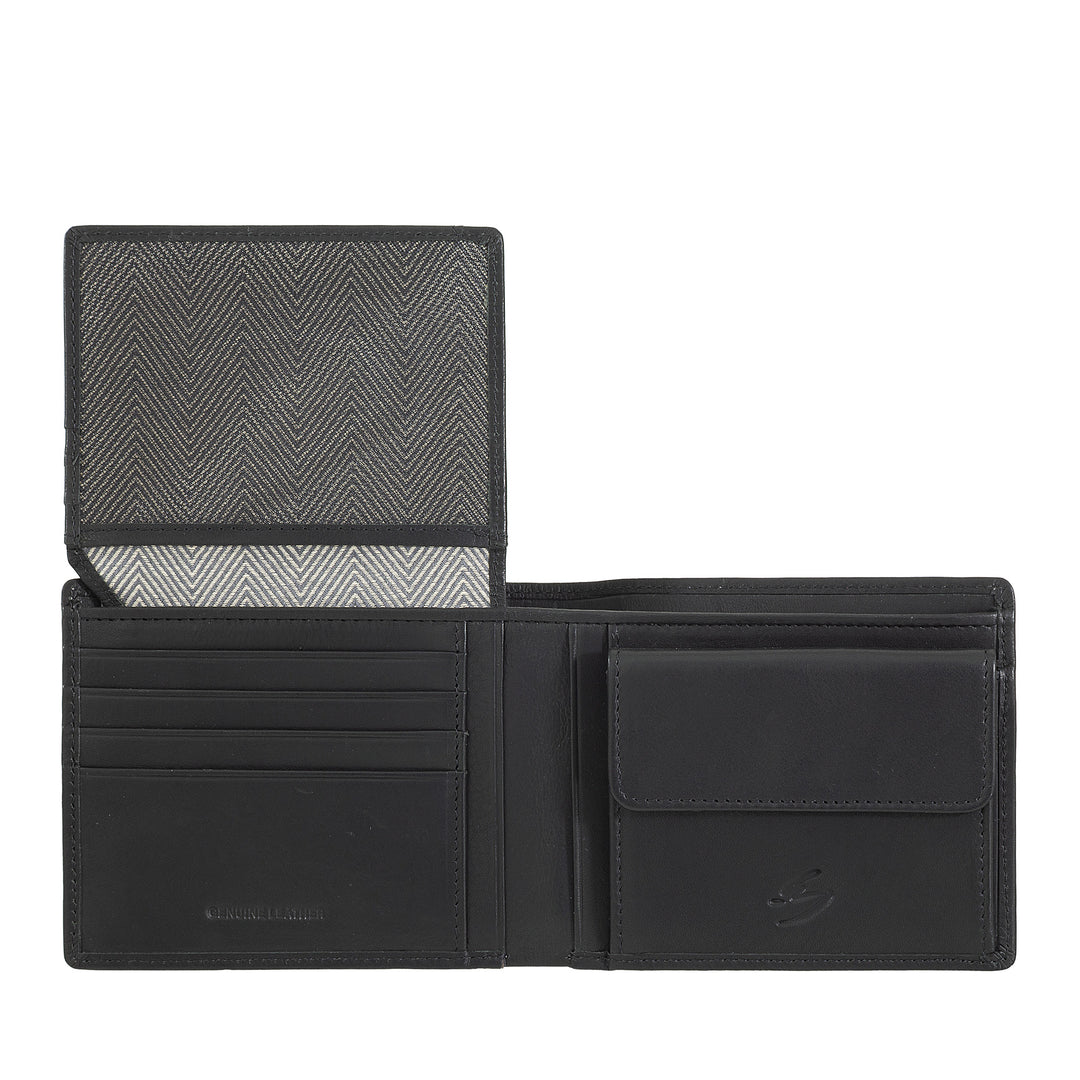 Nuvola leather wallet in leather in leather with holder - elegant classic portfolios with cards disappears, retina pocket and double compartment banknotes
