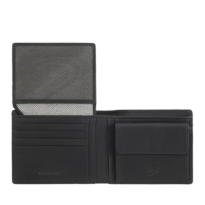 Nuvola leather wallet in leather in leather with holder - elegant classic portfolios with cards disappears, retina pocket and double compartment banknotes