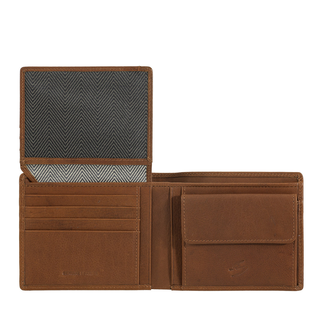 Nuvola leather wallet in leather in leather with holder - elegant classic portfolios with cards disappears, retina pocket and double compartment banknotes
