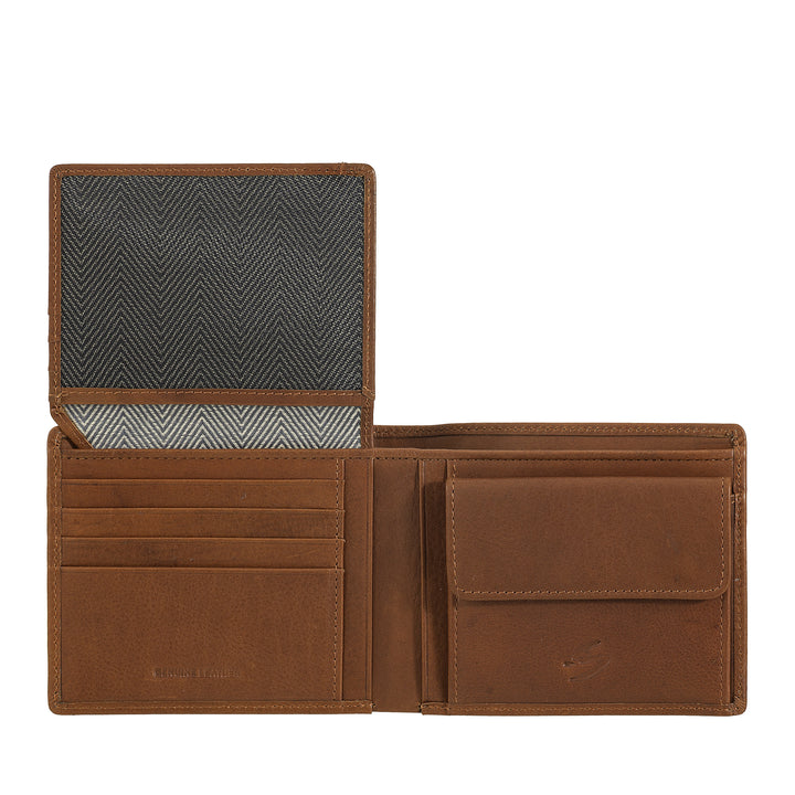 Nuvola leather wallet in leather in leather with holder - elegant classic portfolios with cards disappears, retina pocket and double compartment banknotes