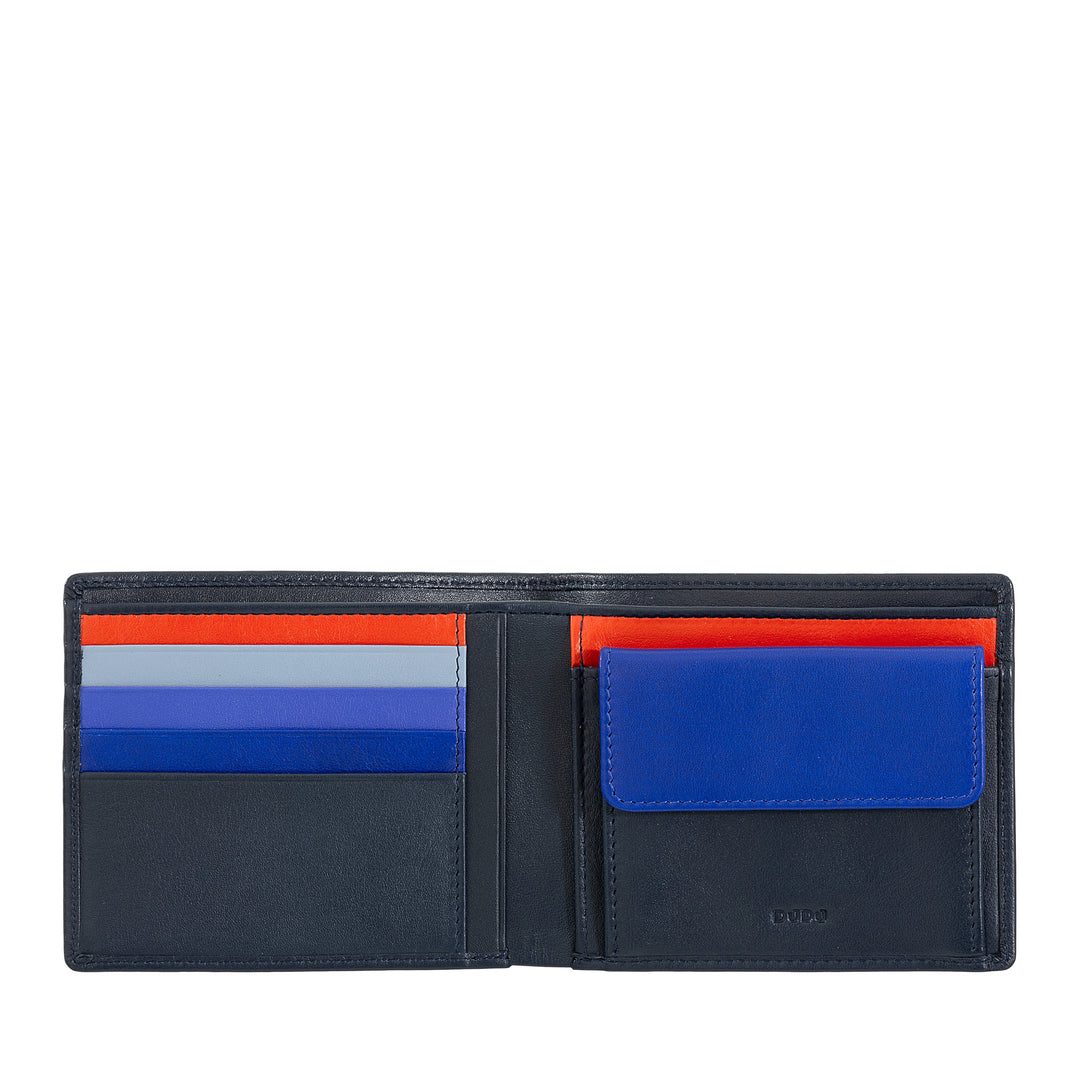 محفظة DUDU RFID للرجال من جلد نابا الملون مع محفظة للعملات المعدنية وحامل بطاقات