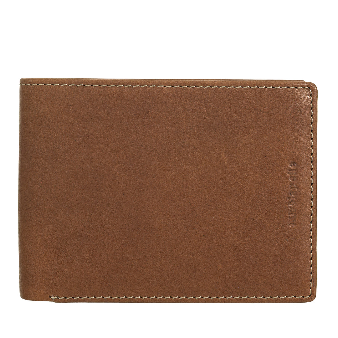 Nuvola leather wallet in leather leather with door holder - elegant wallet with button, cards and banknotes compartments, hinge pocket and transparent ID windows