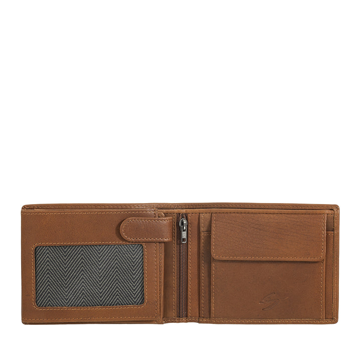 Nuvola leather wallet in leather leather with door holder - elegant wallet with button, cards and banknotes compartments, hinge pocket and transparent ID windows