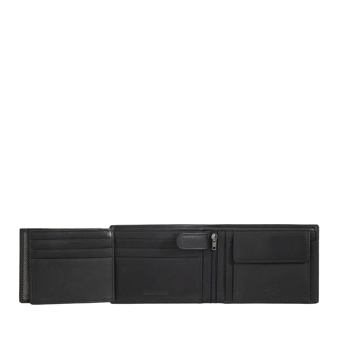 Nuvola leather wallet in leather leather with door holder - elegant wallet with button, cards and banknotes compartments, hinge pocket and transparent ID windows