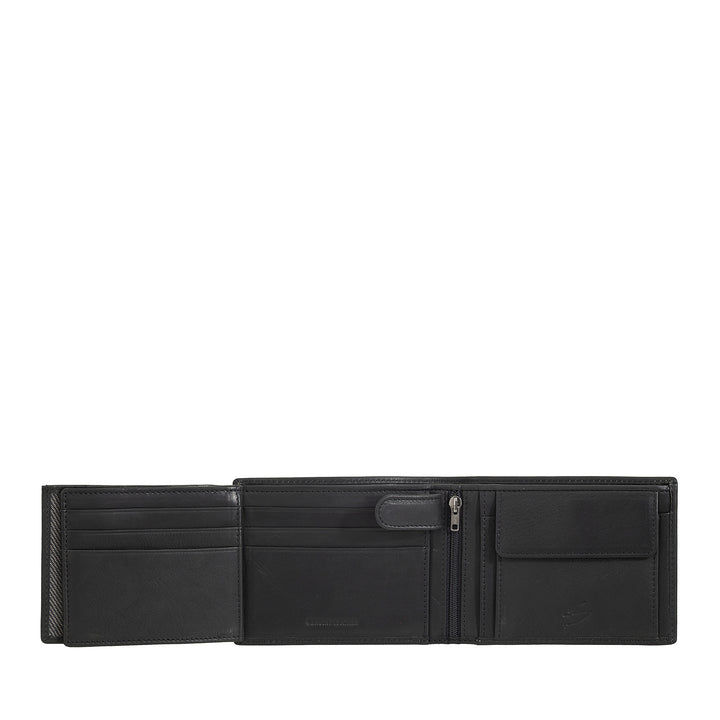 Nuvola leather wallet in leather leather with door holder - elegant wallet with button, cards and banknotes compartments, hinge pocket and transparent ID windows