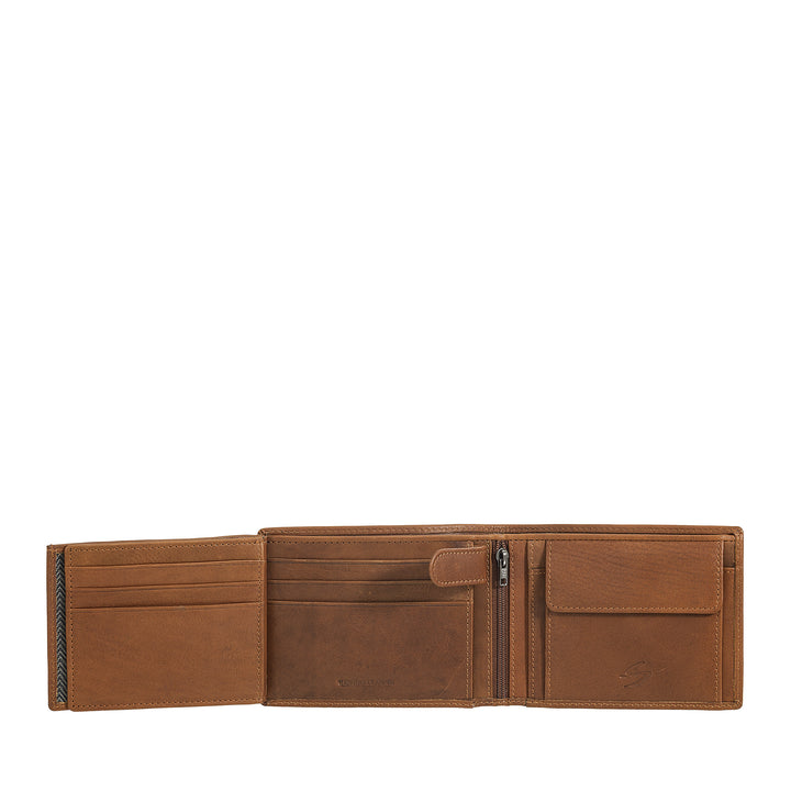 Nuvola leather wallet in leather leather with door holder - elegant wallet with button, cards and banknotes compartments, hinge pocket and transparent ID windows