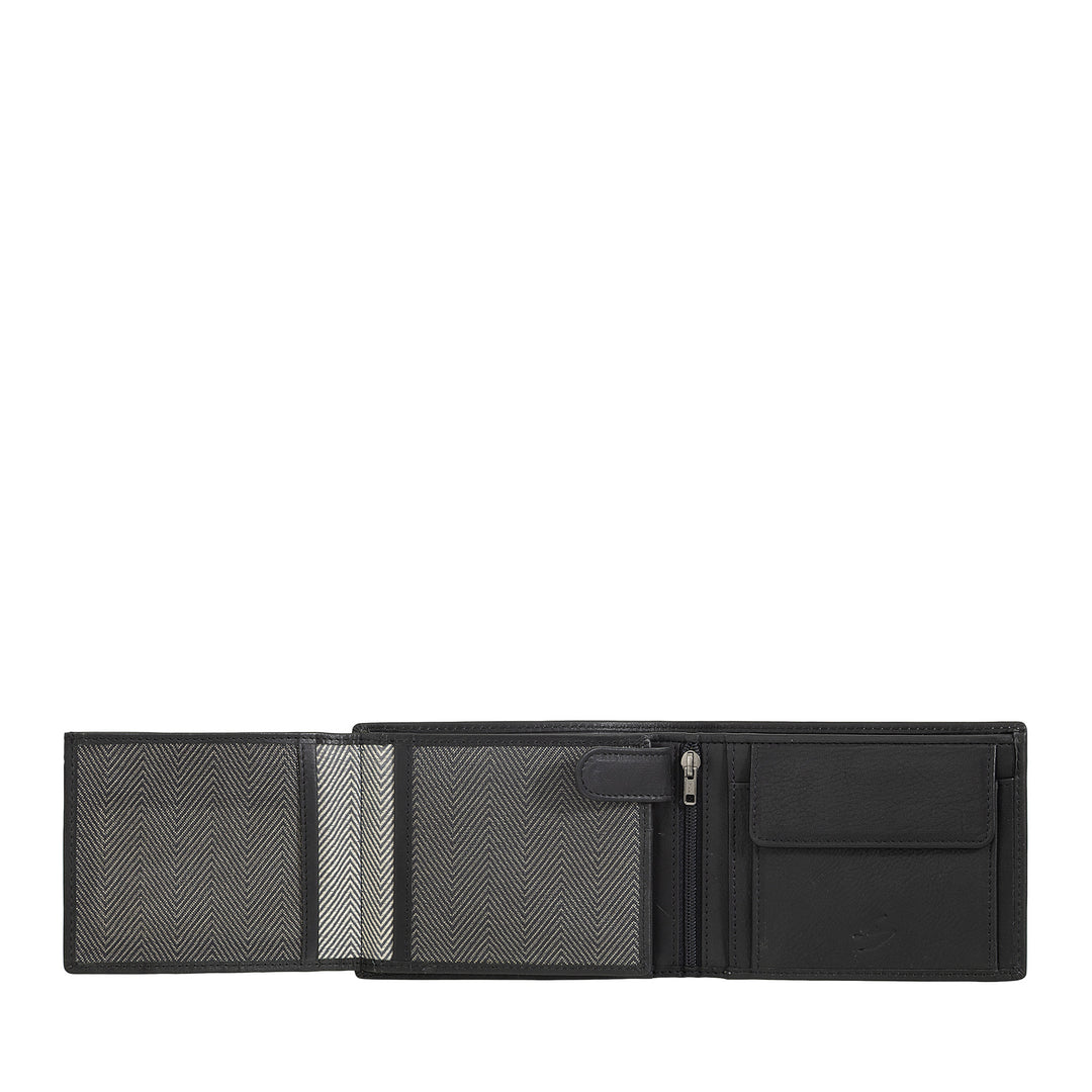 Nuvola leather wallet in leather leather with door holder - elegant wallet with button, cards and banknotes compartments, hinge pocket and transparent ID windows
