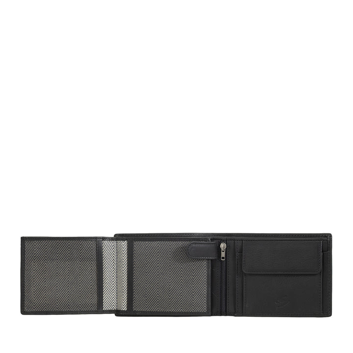 Nuvola leather wallet in leather leather with door holder - elegant wallet with button, cards and banknotes compartments, hinge pocket and transparent ID windows