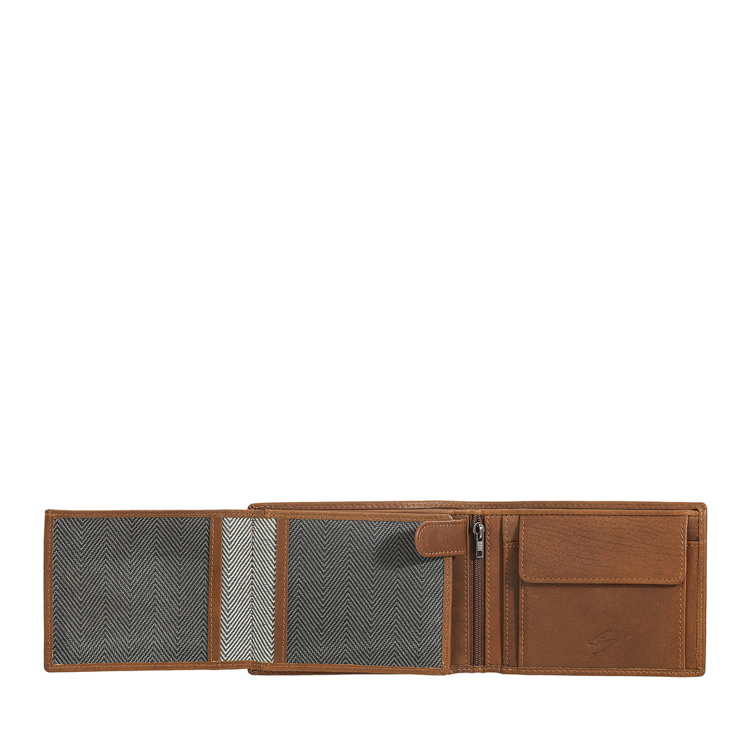 Nuvola leather wallet in leather leather with door holder - elegant wallet with button, cards and banknotes compartments, hinge pocket and transparent ID windows