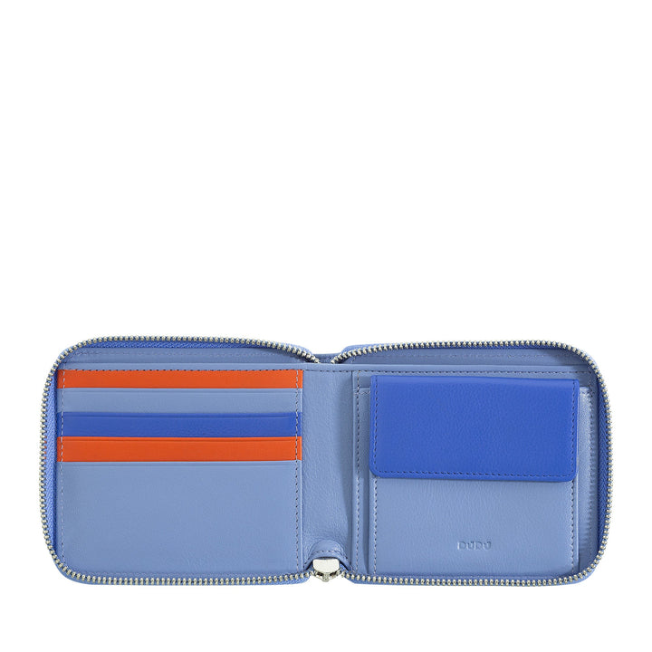 DUDU Portafoglio Uomo RFID in Pelle Portamonete con Cerniera Zip Esterna Piccolo con 6 Slot Carte
