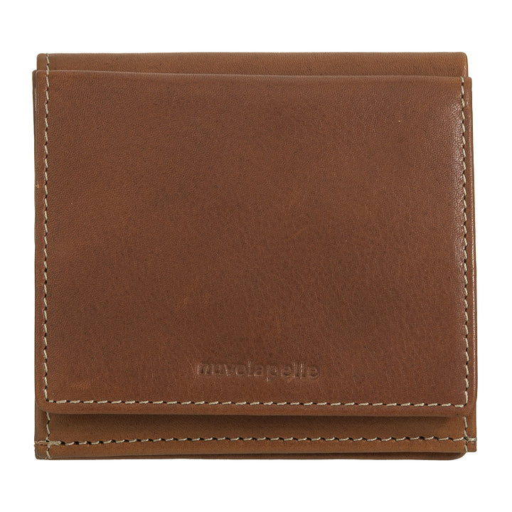 Nuvola Leather Wallet Men's Leather with cockpit carriers - Compact portfolio in real leather with card holder, banknotes and closing button - Classic and functional design