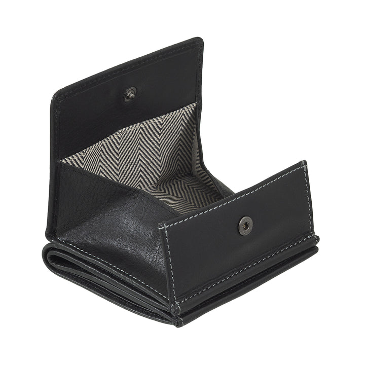 Nuvola Leather Wallet Men's Leather with cockpit carriers - Compact portfolio in real leather with card holder, banknotes and closing button - Classic and functional design