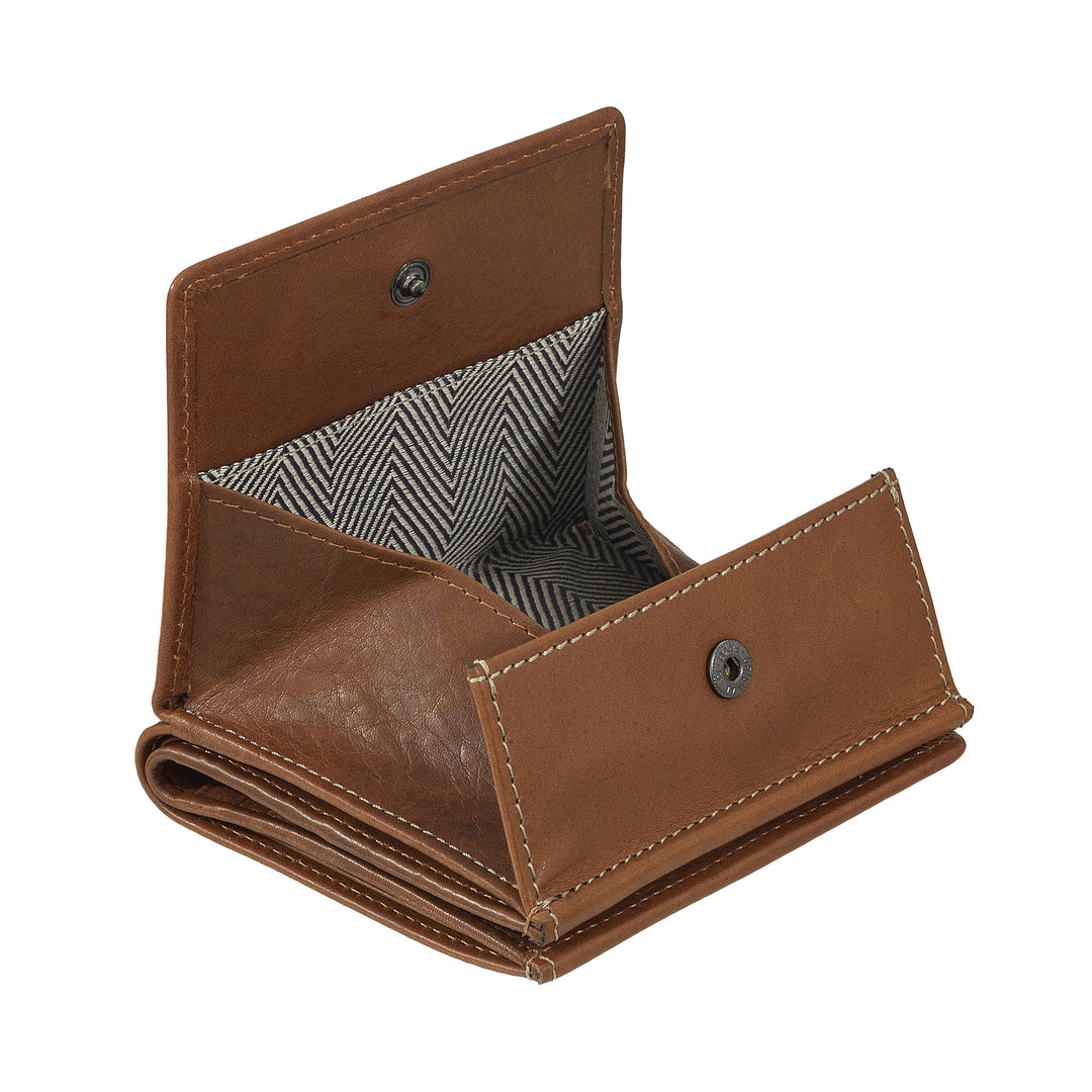 Nuvola Leather Wallet Men's Leather with cockpit carriers - Compact portfolio in real leather with card holder, banknotes and closing button - Classic and functional design