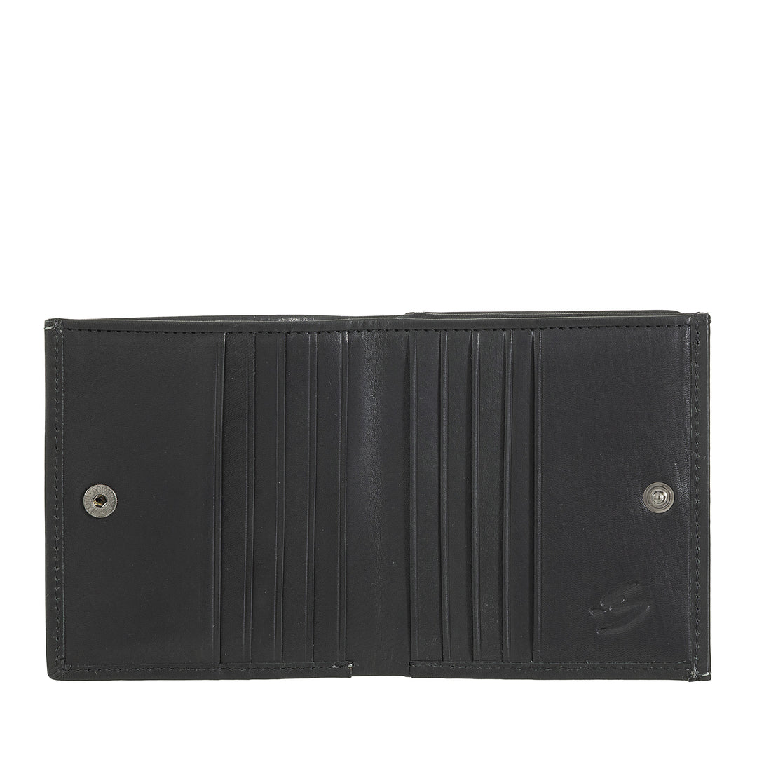 Nuvola Leather Wallet Men's Leather with cockpit carriers - Compact portfolio in real leather with card holder, banknotes and closing button - Classic and functional design