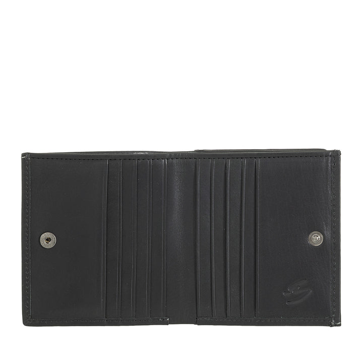 Nuvola Leather Wallet Men's Leather with cockpit carriers - Compact portfolio in real leather with card holder, banknotes and closing button - Classic and functional design