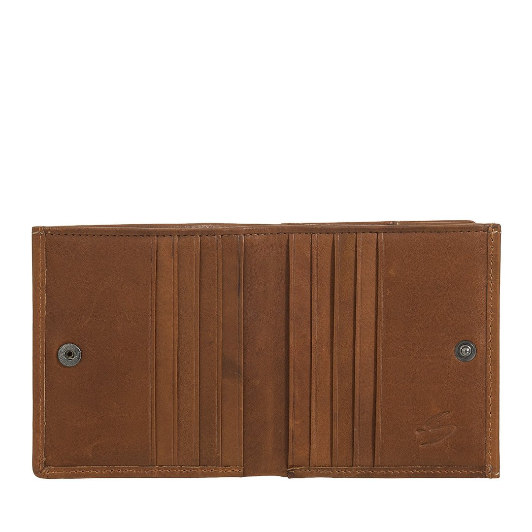 Nuvola Leather Wallet Men's Leather with cockpit carriers - Compact portfolio in real leather with card holder, banknotes and closing button - Classic and functional design