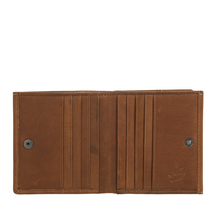 Nuvola Leather Wallet Men's Leather with cockpit carriers - Compact portfolio in real leather with card holder, banknotes and closing button - Classic and functional design