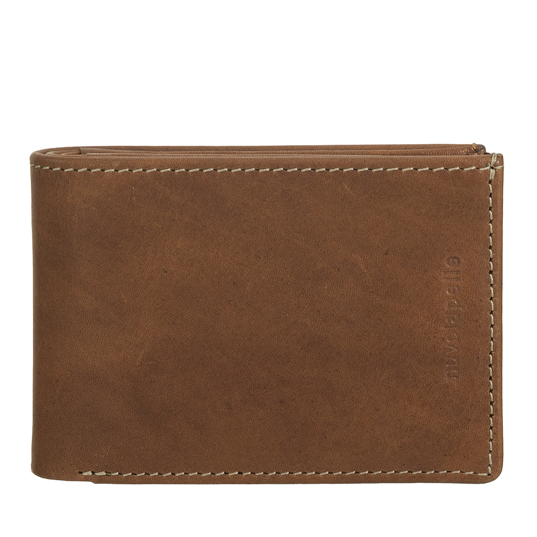 Nuvola leather mini men's wallet in leather with door holder - compact and elegant, from pocket jacket, with card compartments, transparent windows and minimal design