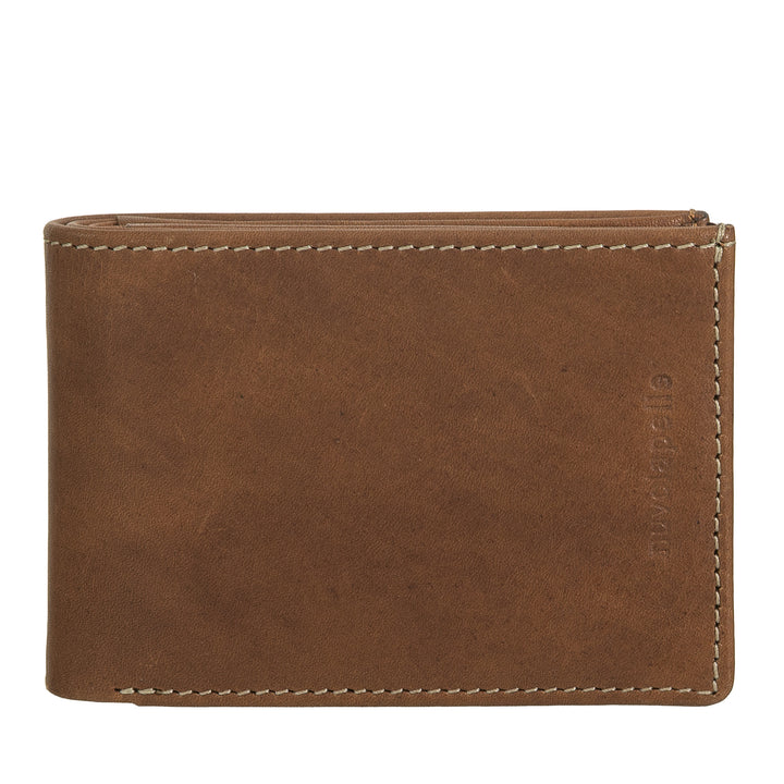 Nuvola leather mini men's wallet in leather with door holder - compact and elegant, from pocket jacket, with card compartments, transparent windows and minimal design