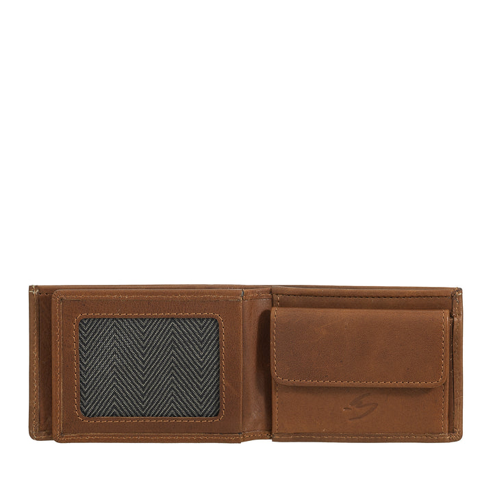 Nuvola leather mini men's wallet in leather with door holder - compact and elegant, from pocket jacket, with card compartments, transparent windows and minimal design